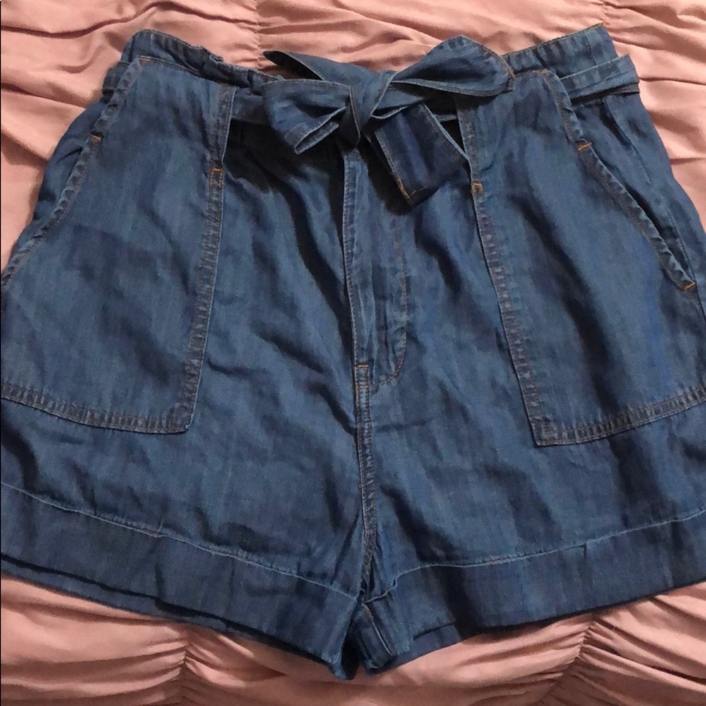 High waisted denim shorts